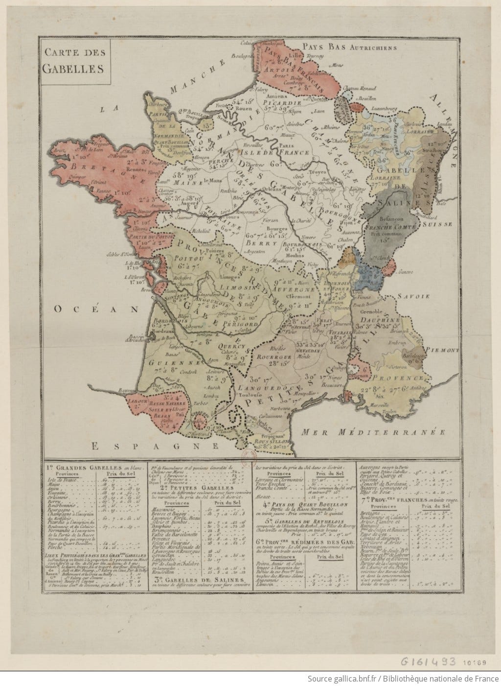 Map of the French Salt Tax Gabelles by Region Map of the French Salt Tax Gabelles by Region