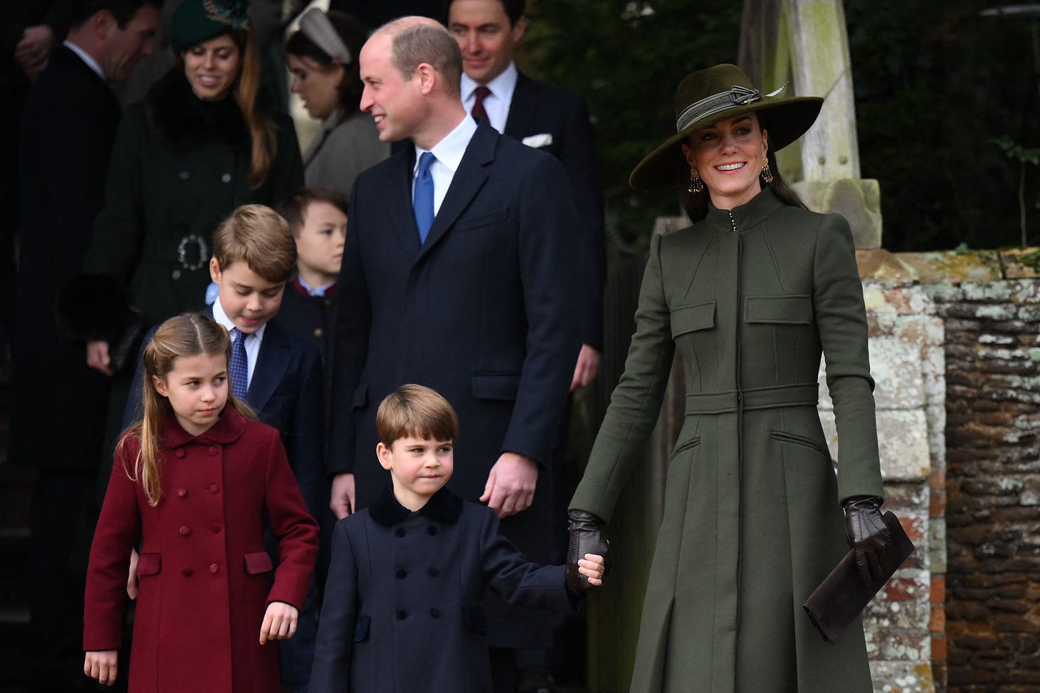 wales family on christmas day 2022 at sandringham