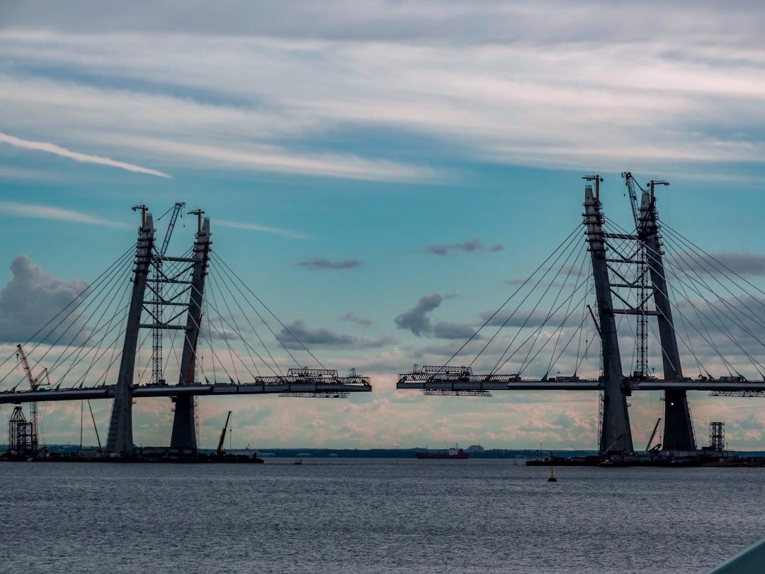 a large bridge spanning over a large body of water