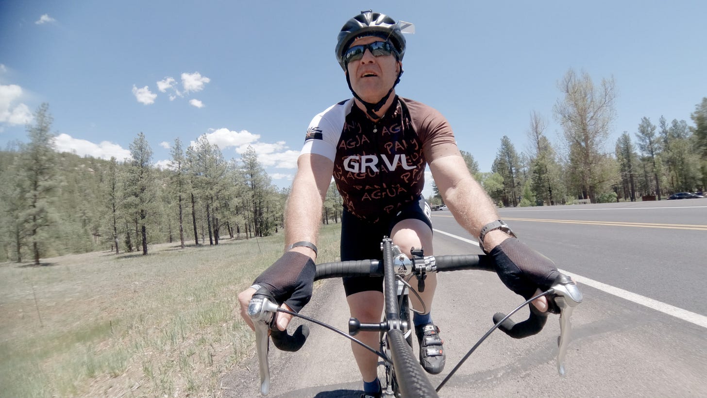 Sean Openshaw on his bike in Flagstaff, Arizona.