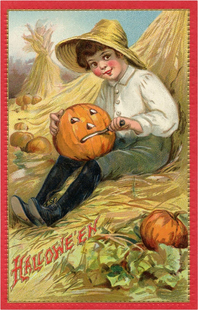 Boy Carving Pumpkin Picture