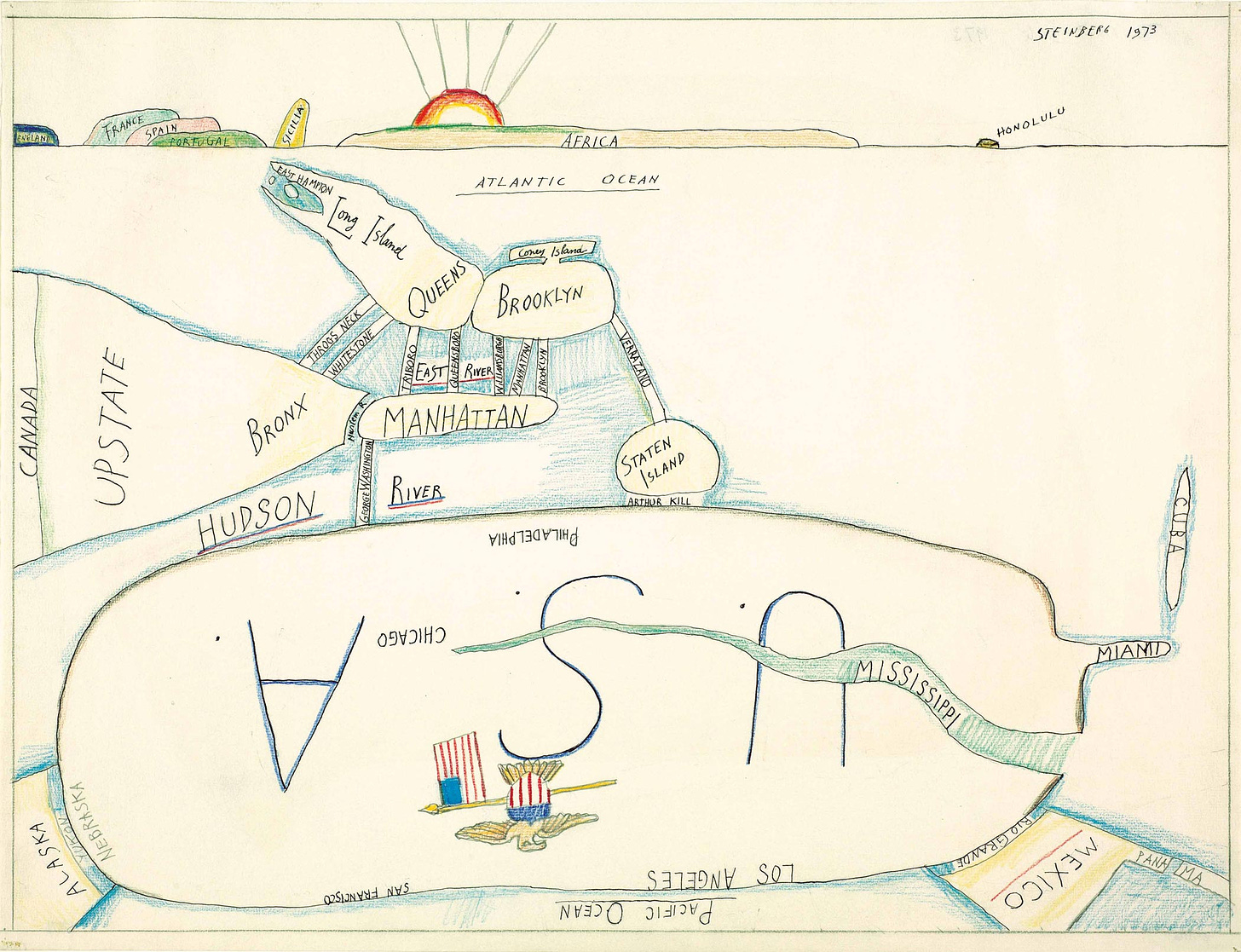 View of the World from 9th Avenue & Steinbergian Cartography - Saul  Steinberg Foundation