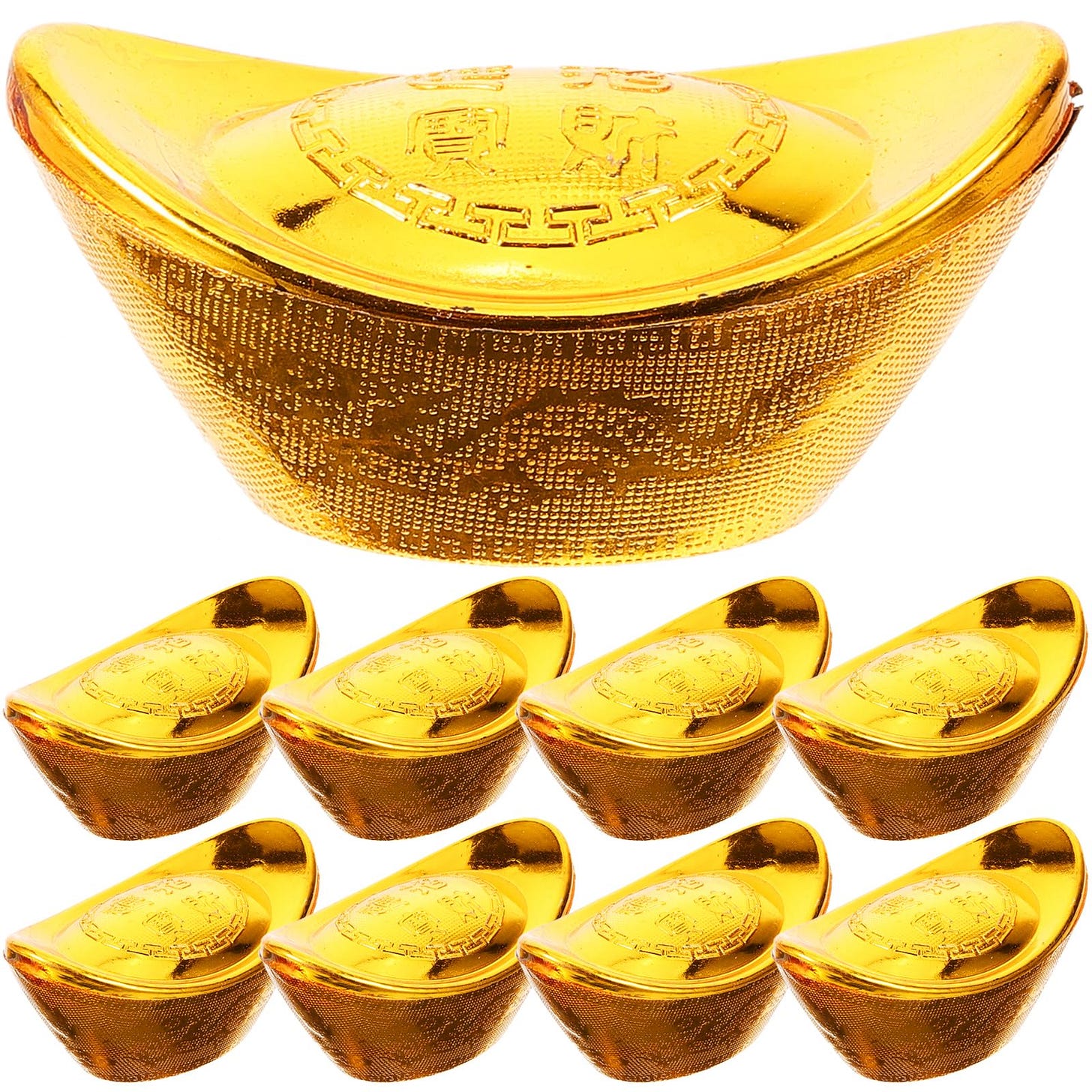 Healvian Chinese Gold Ingot Yuanbao, 12pcs Gold Ingot Storage Box Feng Shui  Yuanbao Candy Box Chinese Wealth Ingots Good Luck Statue Ornament for Lunar  New Year Gift : Buy Online at Best