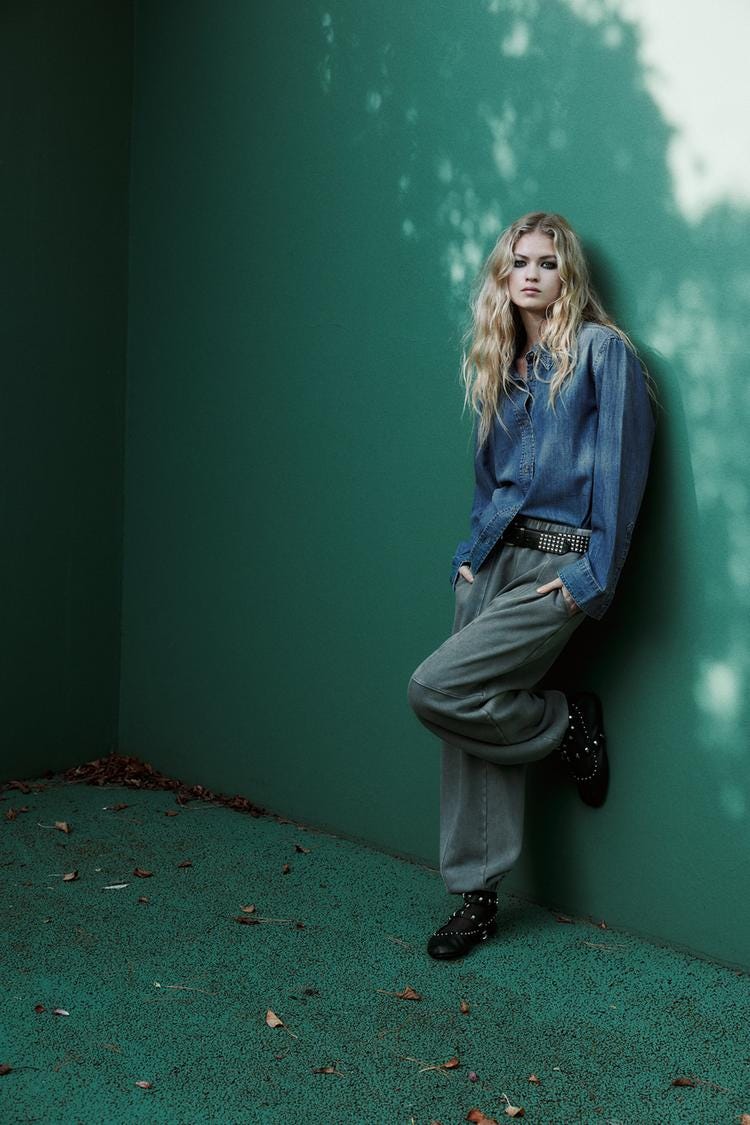 Zara DENIM SHIRT TRF - Blue - Image 3