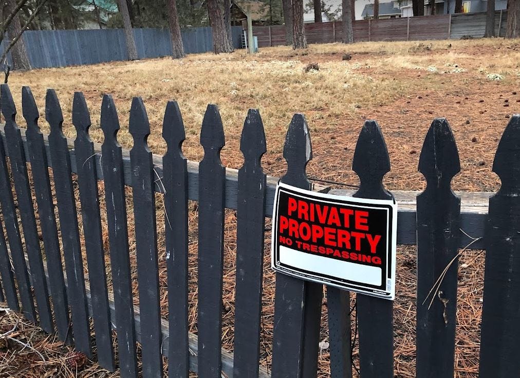 Private Property sign on empty lot