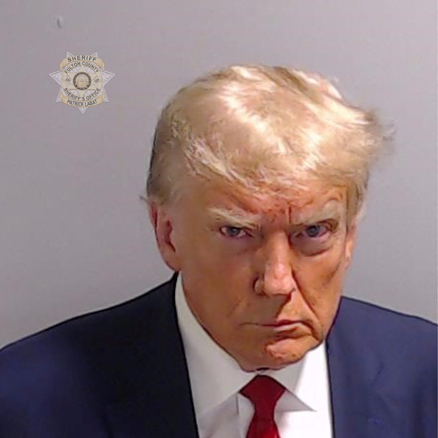 A mug shot of the former U.S. President Donald Trump.