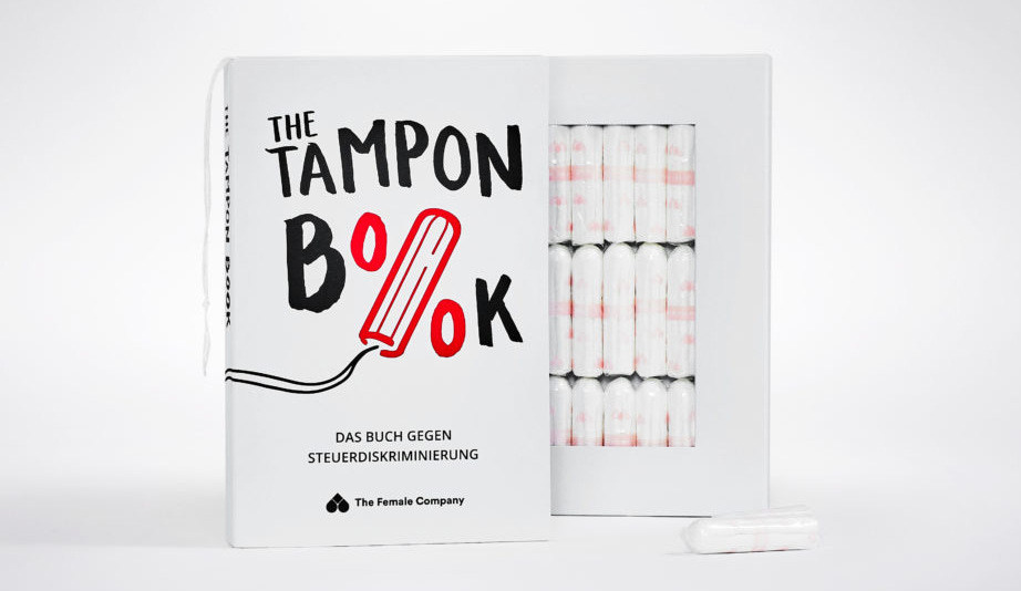 The Tampon Book: A creative protest against unfair tax on female hygiene products, packaging tampons like a book to highlight gender inequality in taxation.