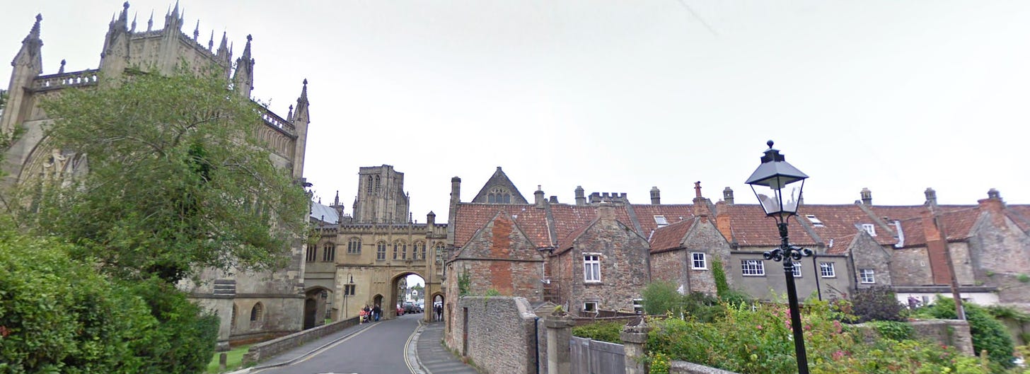 If you walk down St Andrews and look back at the Cathedral, the Close is on the right. The garden on the right behind the row houses belongs to Tower House.