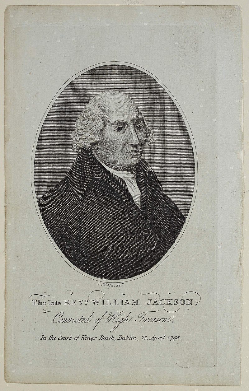 The Late Revd. William Jackson, convicted of High Treason, in the court of Kings Bench, Dublin, 23 April 1795.