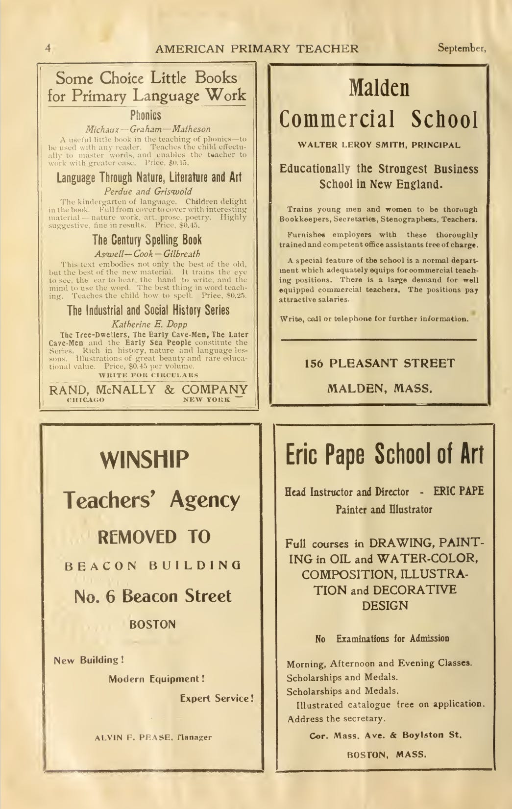 American Primary Teacher Page 4 of the September 1911 edition.