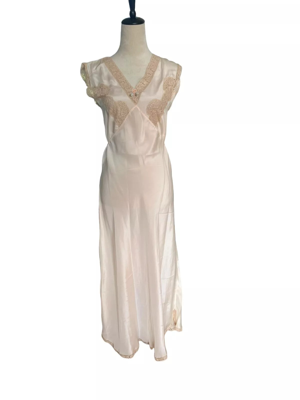 1920s Silk And lace Coquette Slip Dress - Picture 1 of 5