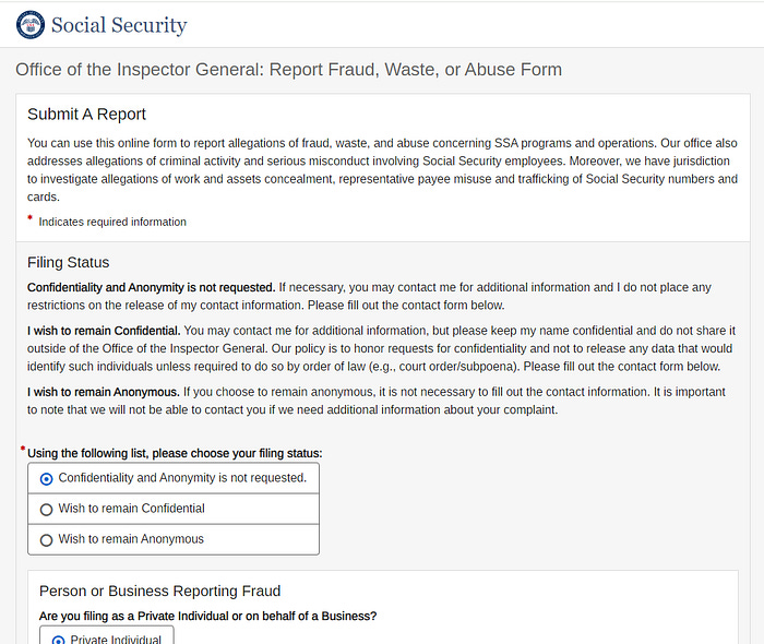 My colleague helped design this form for the Social Security Administration. This is largely a text-based form with a few design interactions, such as radio buttons and additional options.