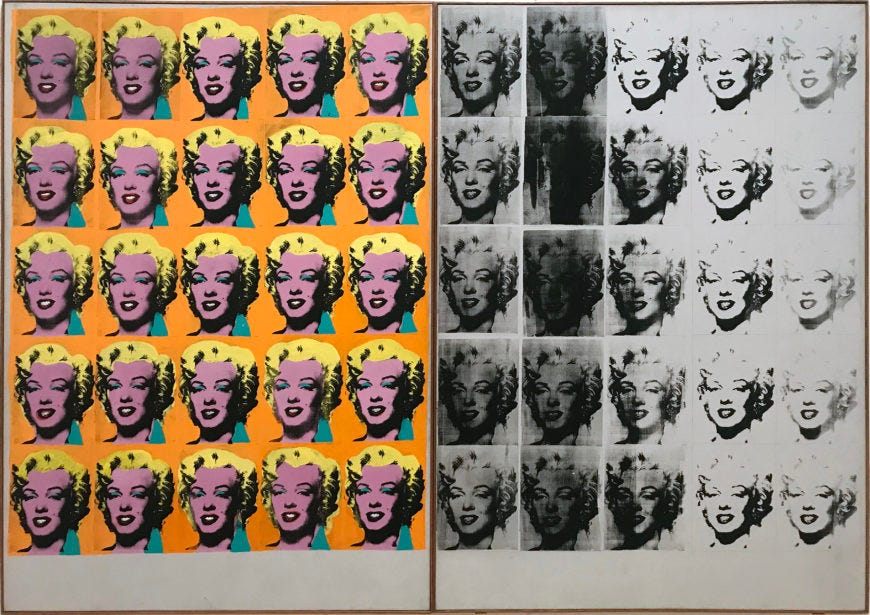 Andy Warhol, Marilyn Diptych, 1962, acrylic on canvas, 2054 x 1448 mm (Tate) © 2022 The Andy Warhol Foundation for the Visual Arts, Inc. (photo: rocor, CC BY-NC 2.0)