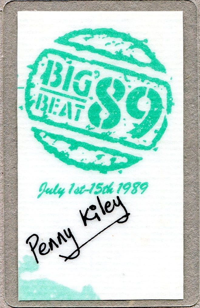 Laminated pass for the Big Beat festival, with my name on it.