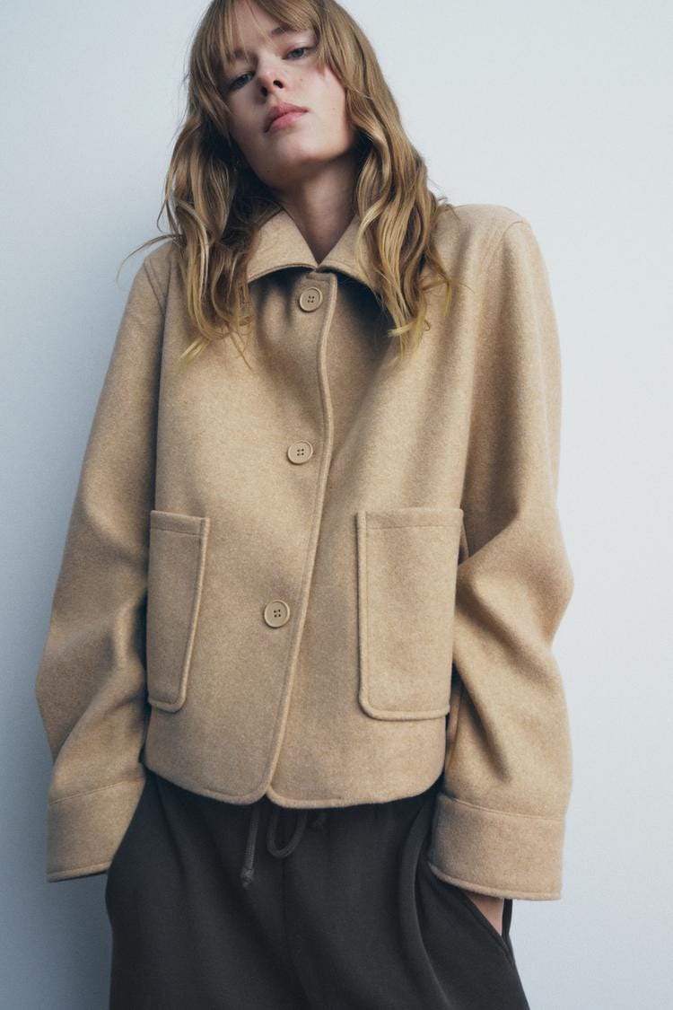 Zara SOFT POCKET JACKET - Tan marl - Image 1