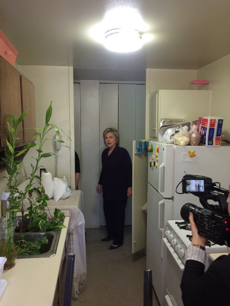 Hillary Clinton looks out of place in New York apartment