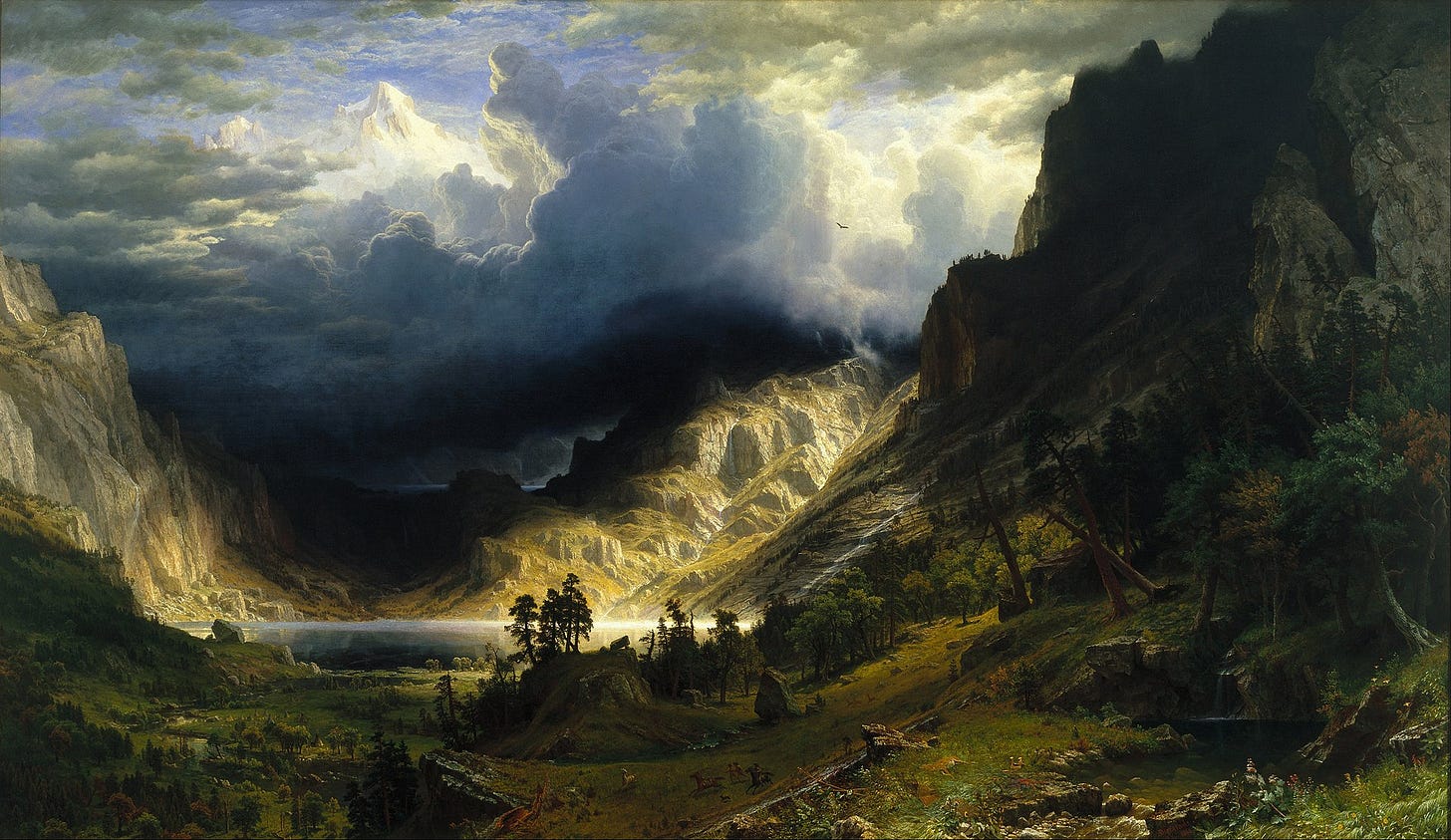 Rocky Mountains beneath a thunderstorm