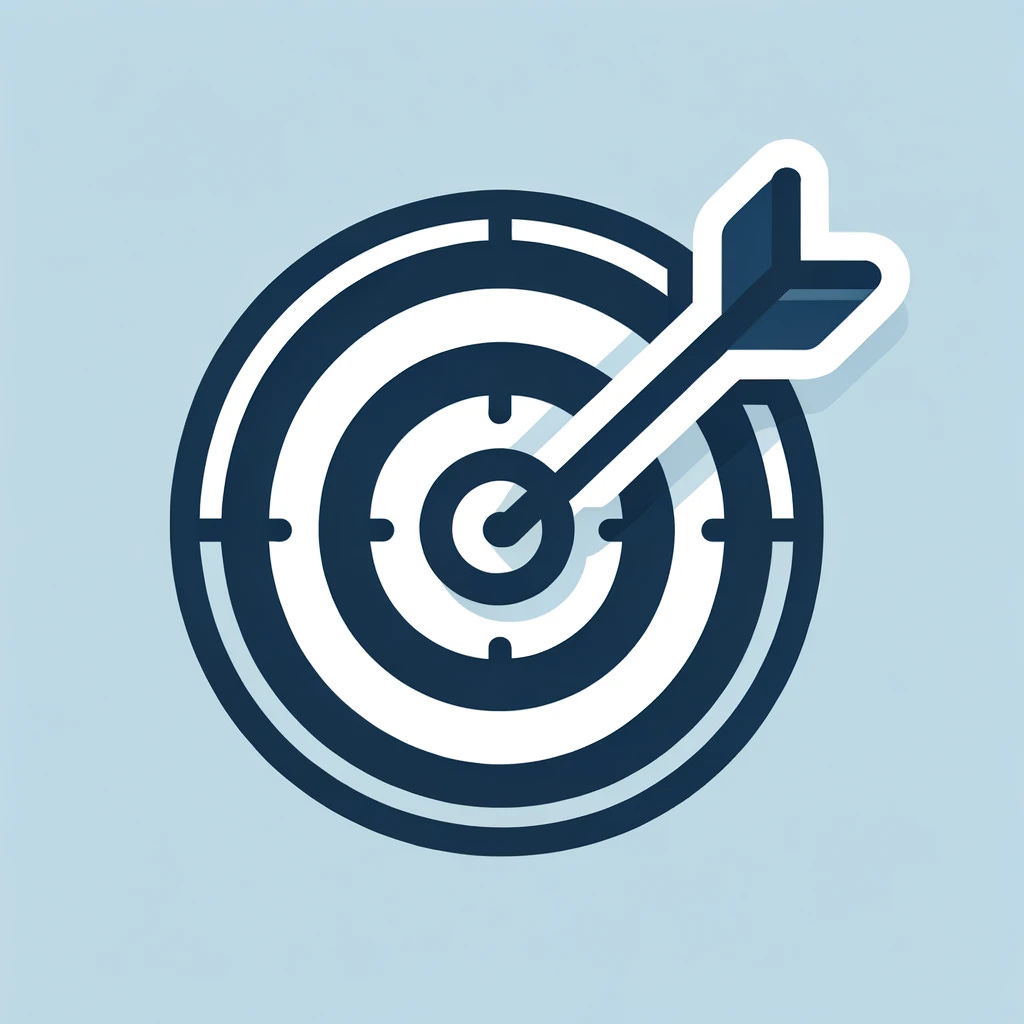 Illustration of a target with an arrow in the bullseye, representing the 'Probable' stage of decision-making. This image should symbolize the focus on selecting the option most likely to succeed, conveying a sense of precision and strategic choice.