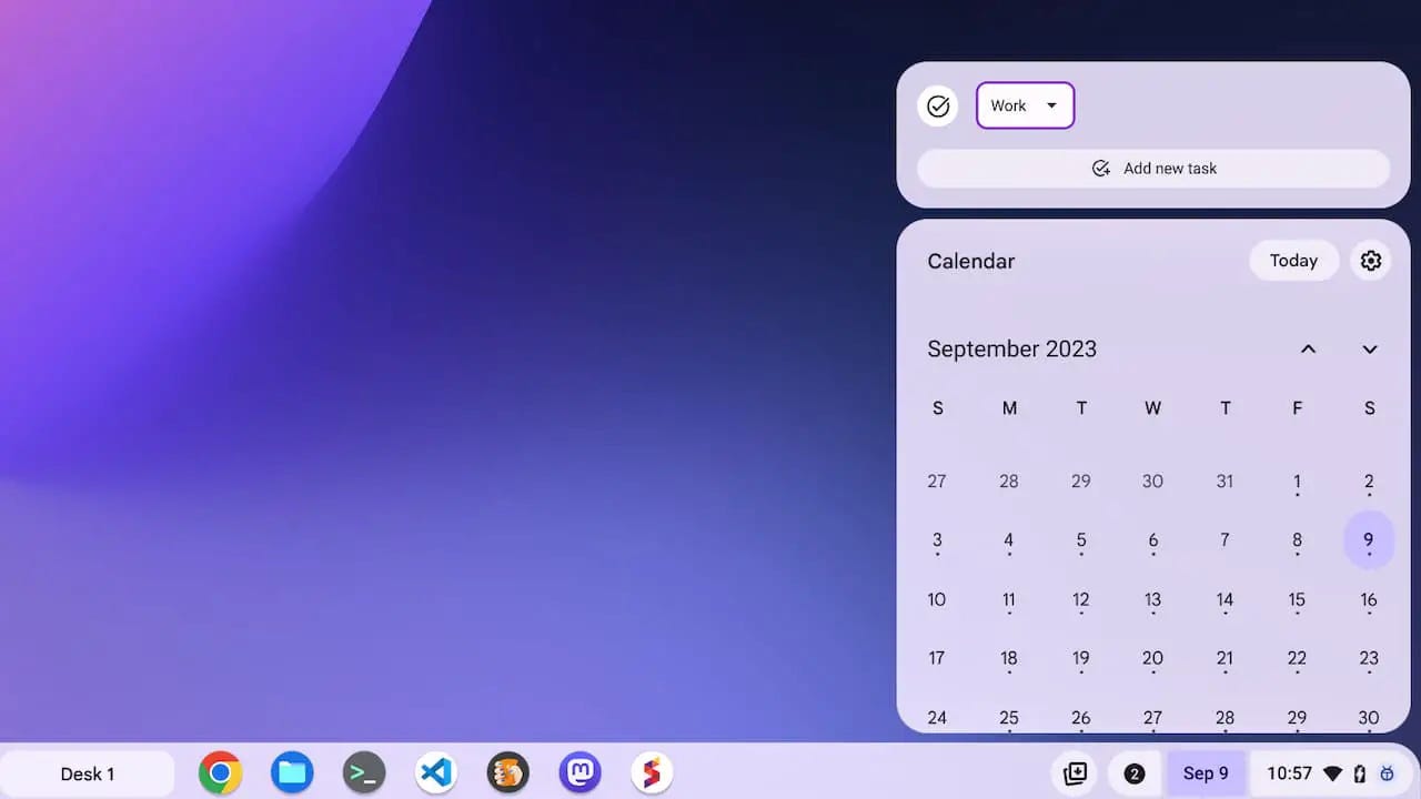 ChromeOS 117 shows off the Google Tasks glanceable with my Work tasks