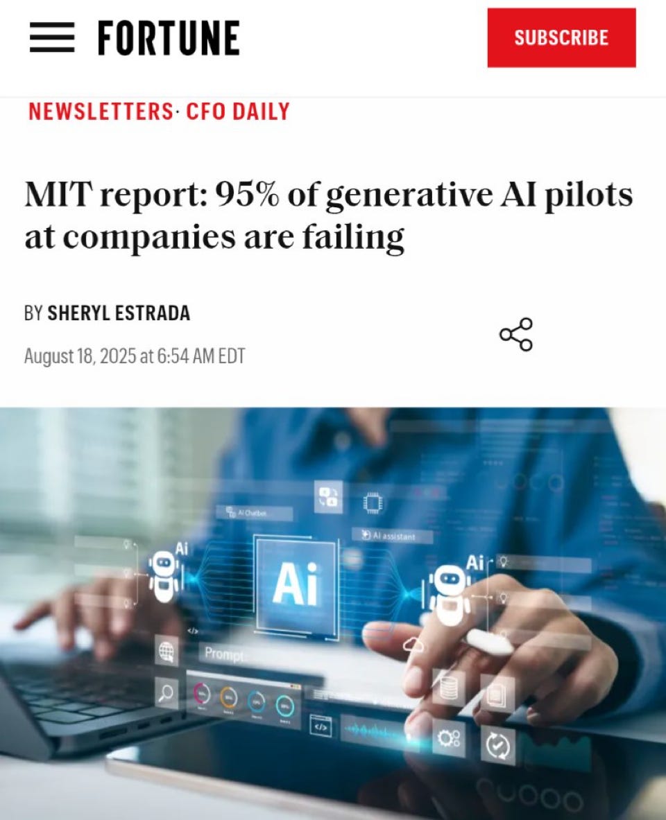 A social media post questioning the utility of AI