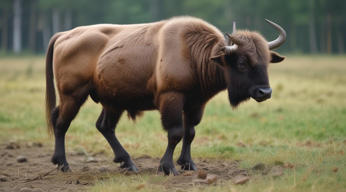 bison standing in field