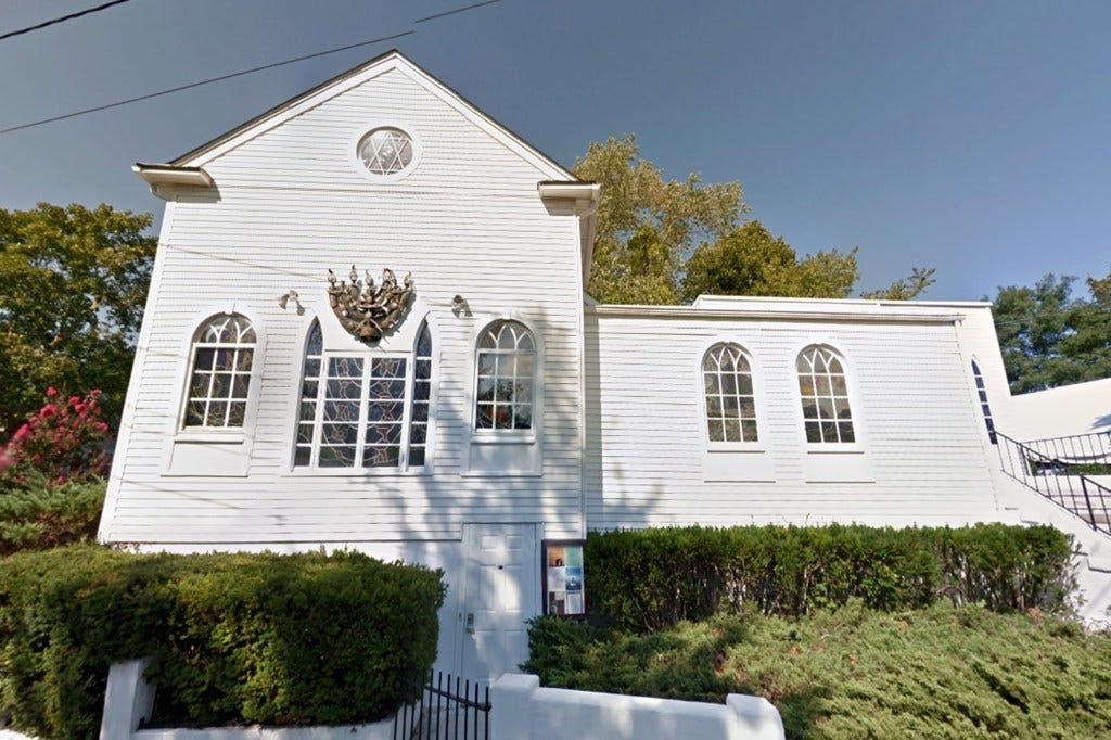 The synagogue is pictured. The synagogue is pictured.