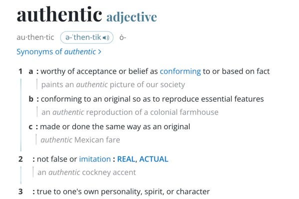 This image released by Merriam-Webster shows an online dictionary entry for authentic. (Merriam-Webster via AP)