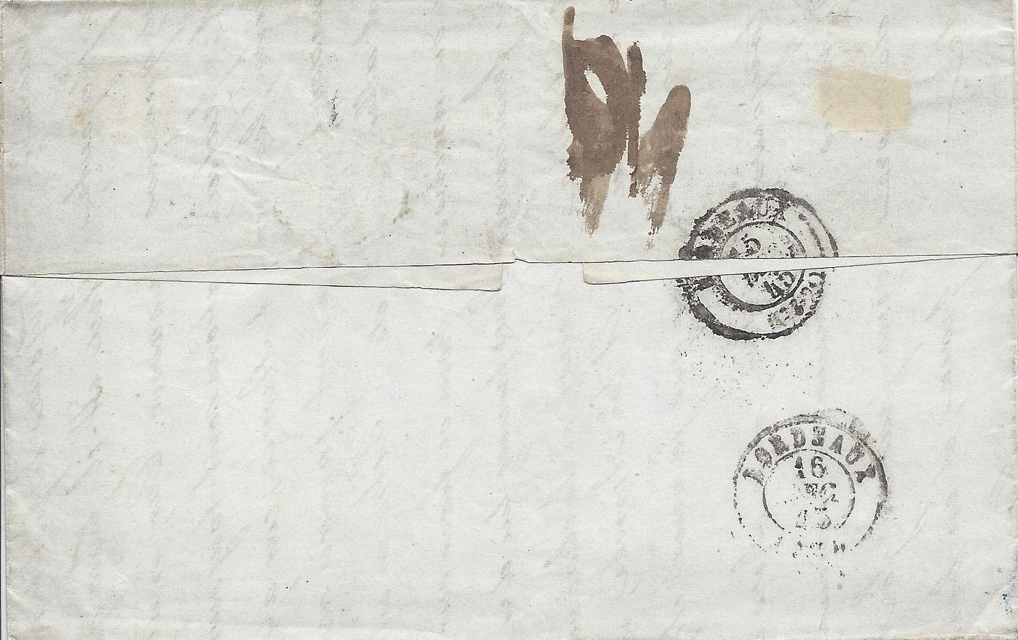 back of the 1845 letter