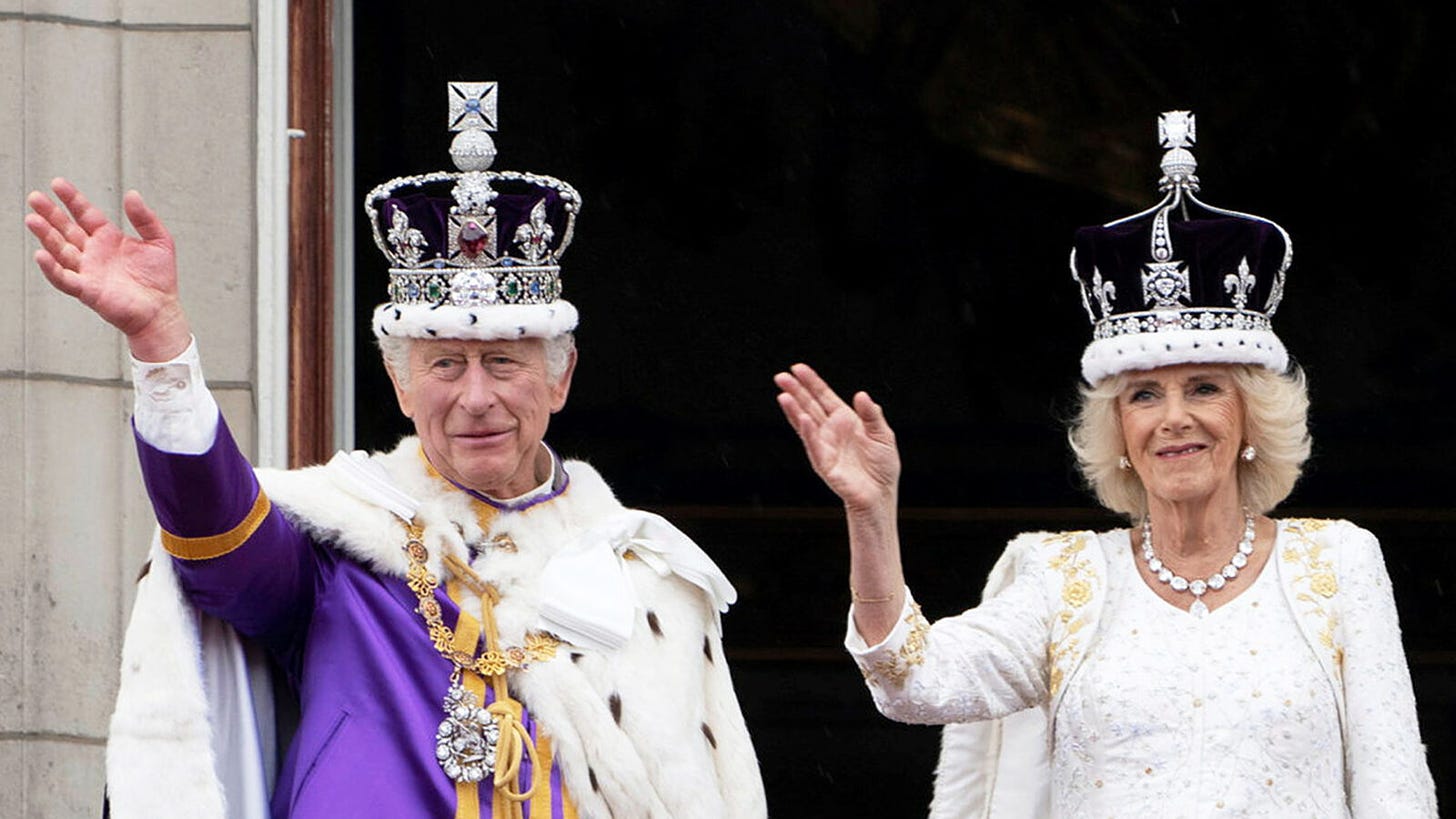 King Charles III and Queen Camilla on Buckingham Palace balcony