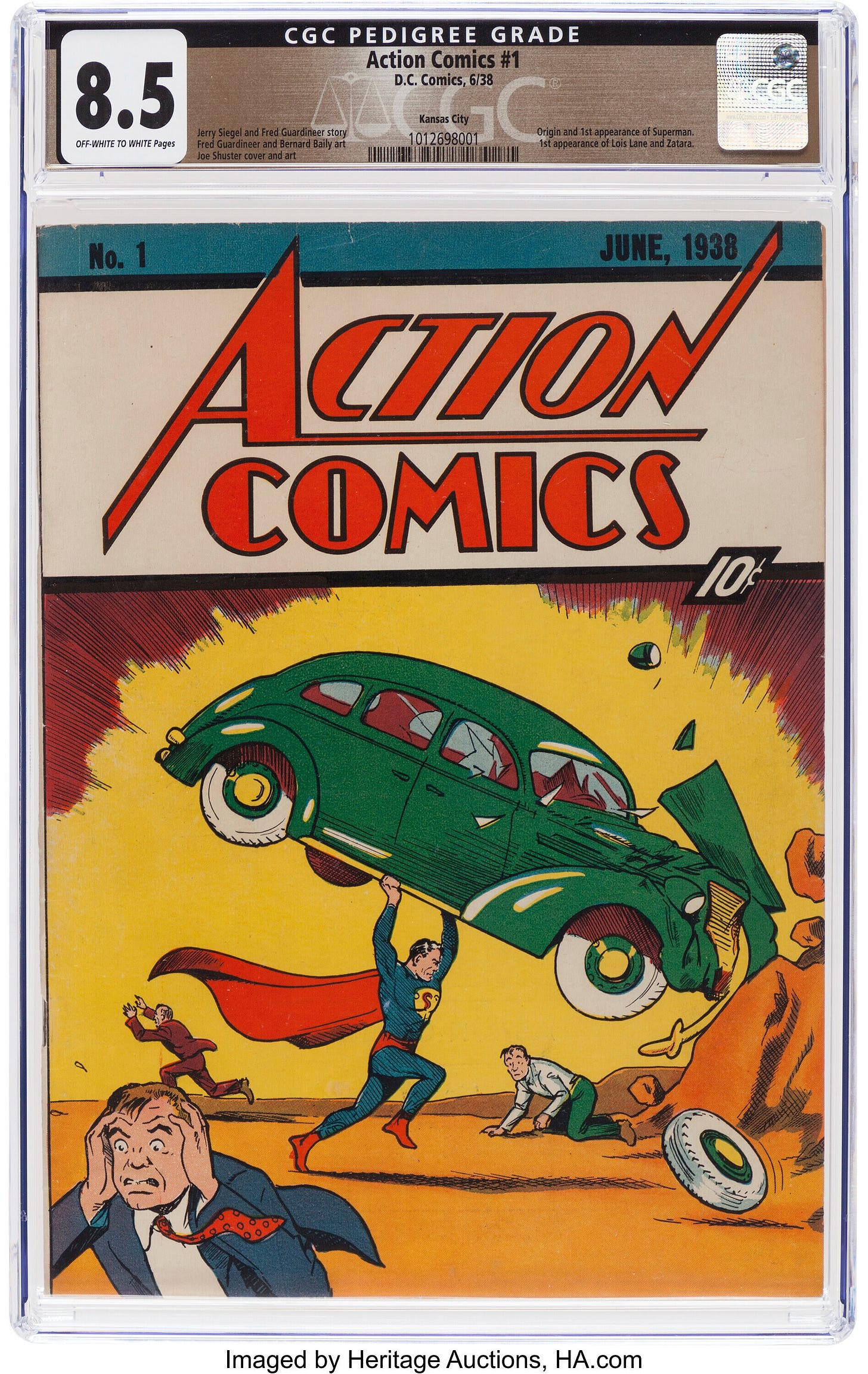 A copy of Action Comics No. 1, the comic book that introduced Superman to the world in 1938.