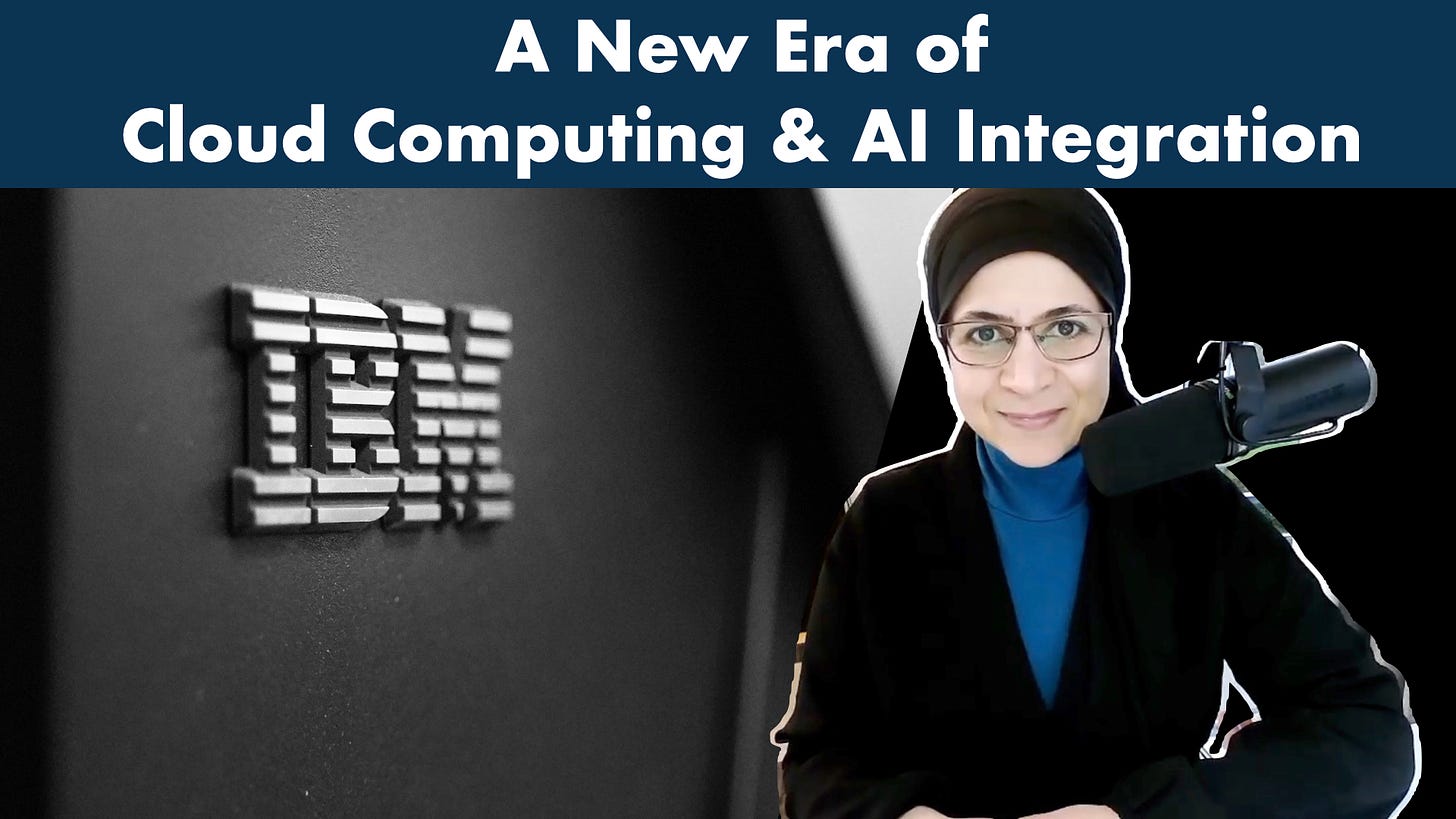 The author, Rakia Ben Sassi, with the background: IBM logo on a dark grey wall