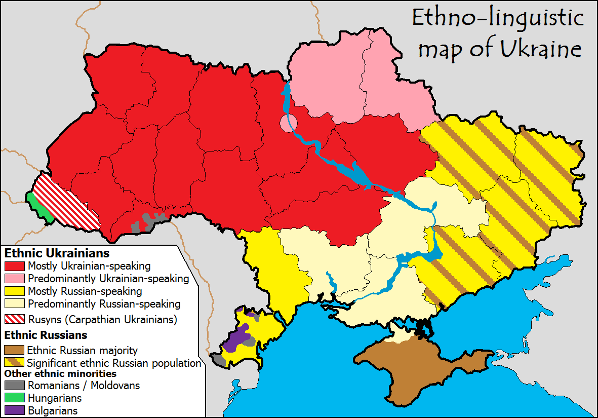 Ukrajna etnikai térképe. Nemzetiségi nyelvi térkép megoszlás