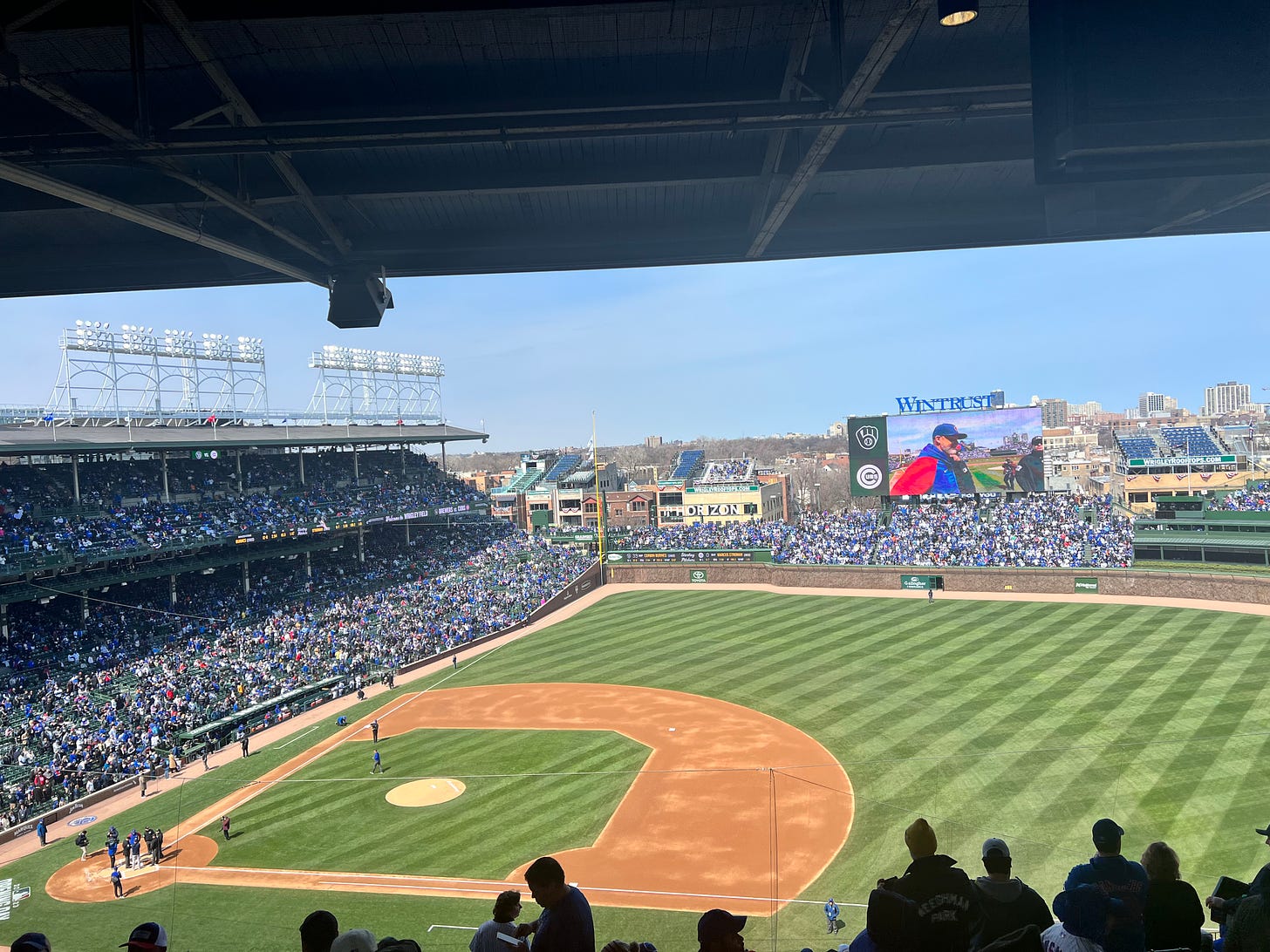 Photo of Wrigley Field before gameplay on Opening Day 2023
