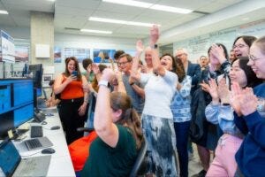 The Short-Baseline Neutrino Detector collaboration celebrated the moment the detector began running at 100% voltage.