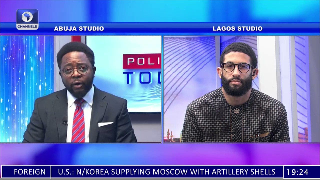 A screenshot of one of Mr Ngelale's appearances on Channels Television. [Photo Credit: Channels TV]