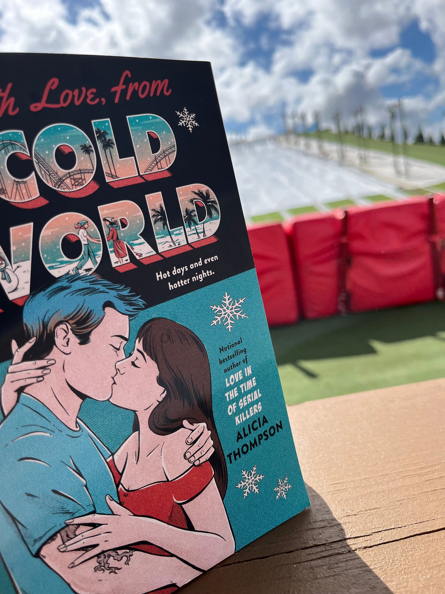 Picture of WITH LOVE, FROM COLD WORLD in front of the snow-tubing slopes