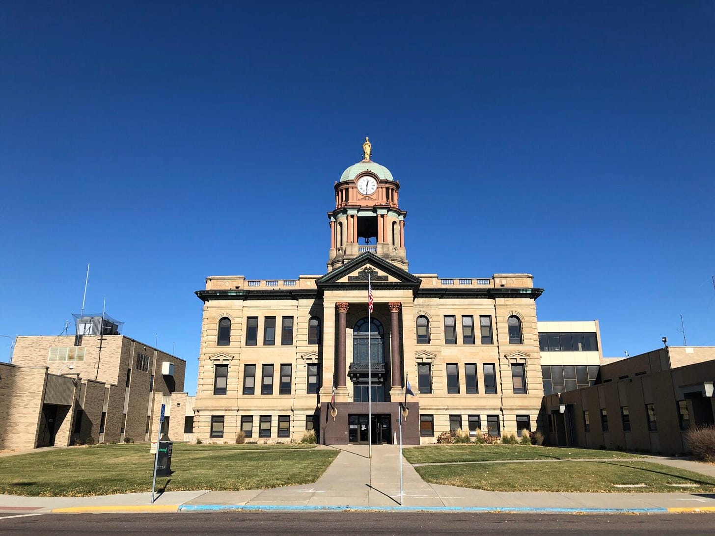 The Brown County Courthouse is located in Aberdeen and is connected to other county offices, such as the Auditor's Office and the Brown County Jail. (Makenzie Huber/South Dakota Searchlight)