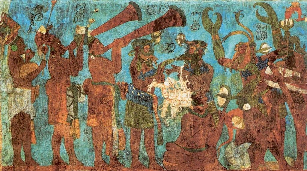 Here's an ancient Aztec painting, with some suspicious costumes. : r/Cthulhu