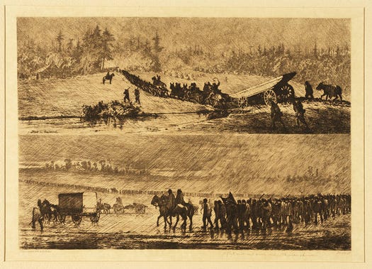 Etchings depicting the Mud March of 1863