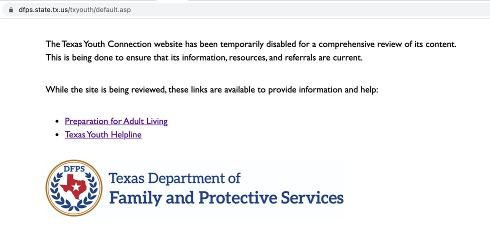 The Texas Youth Connection website has been temporarily disabled for a comprehensive review of its content. This is being done to ensure that its information, resources, and referrals are current.