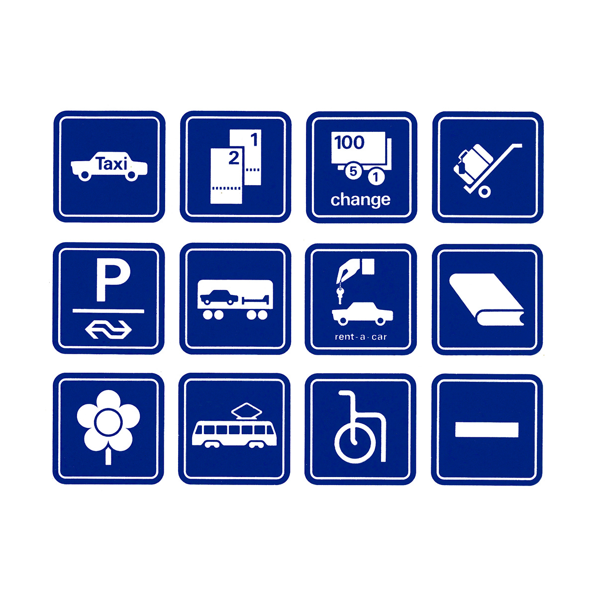 Tel Design's 1967 pictograms for Dutch rail network Nederlandse Spoorwegen