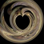 Black heart surrounded by wisps of smoke