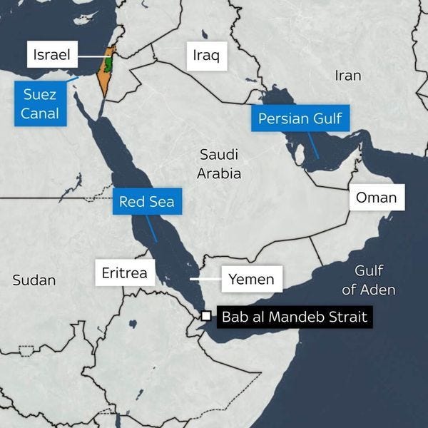 Yemen, Red Sea, Suez Canal, map