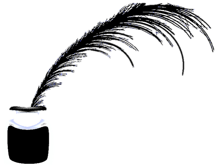 black and white illustration of a quill