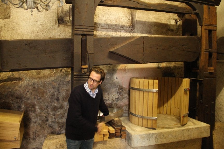 The 200 year old screw-press at Gut Oggau