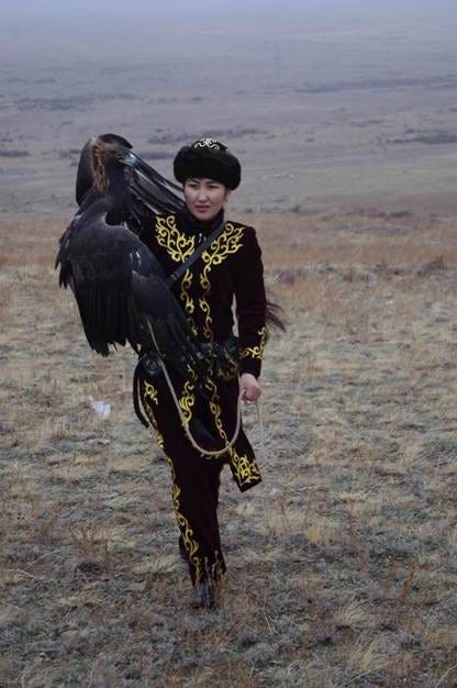 FIG 2.2. Makpal and her eagle, 2010, Kazakhstan. 