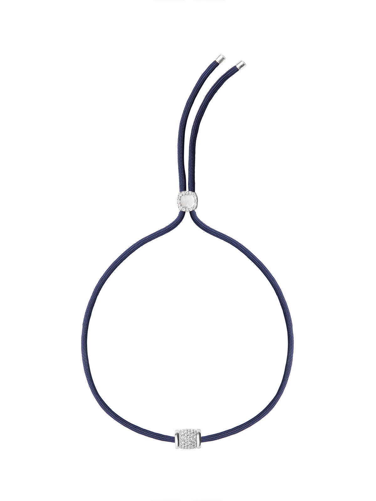 YVES LAB WHITE SAPPHIRE PARACORD NECKLACE, MARINE AND SILVER