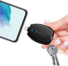 HUAENG Mini Keychain Portable Charger Power Bank Built in USB-C Connector,Emergency 1500mAh Power Pod Compatible with Sams...