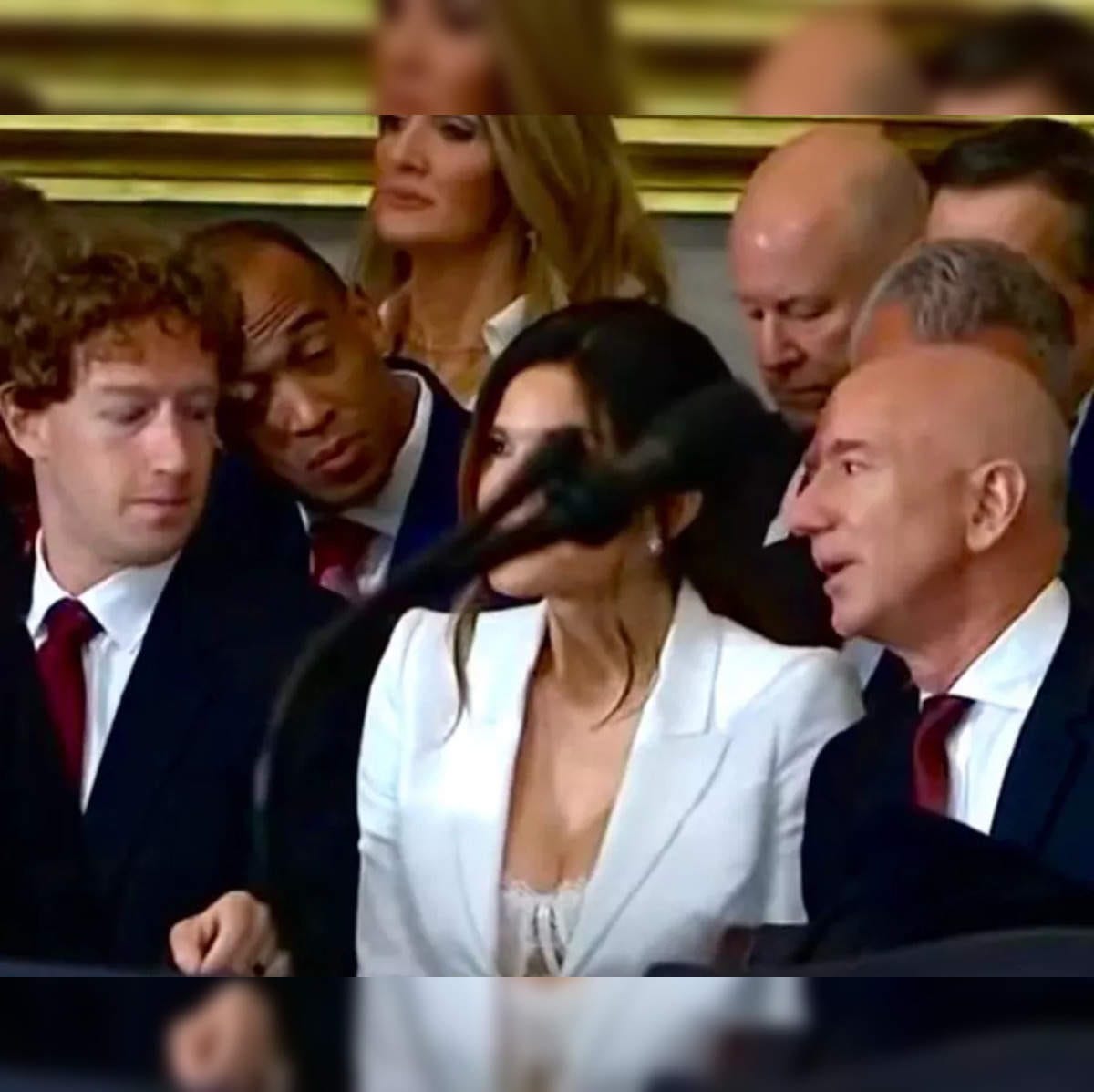 mark zuckerberg: Mark Zuckerberg caught ogling at Jeff Bezos' fiancée  Lauren Sanchez again; here's what happened - The Economic Times