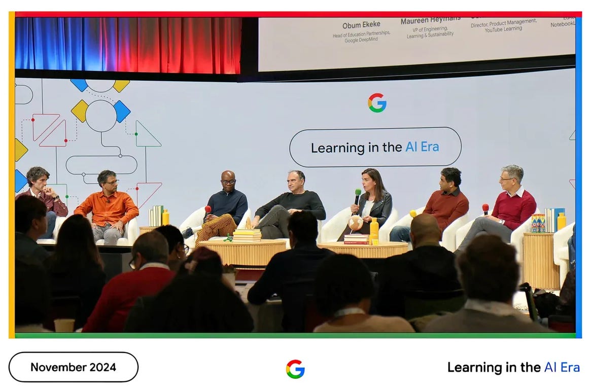 Panelists on stage at the Learning in the AI Era event